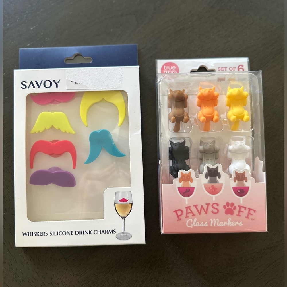 Whiskers Silicone Drink Charms & Cat Glass Markers